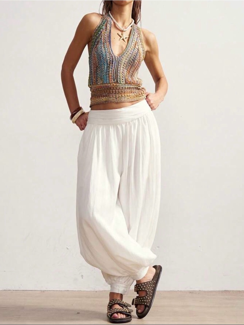 NEW Multicolor Crochet Halter Tank Top - Boho Summer Knit - Picture 3 of 6